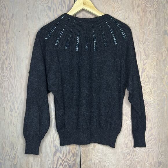 NWT Vintage Les Copains Beaded Embellishments Around Neckline Black Sweater - Picture 2 of 6